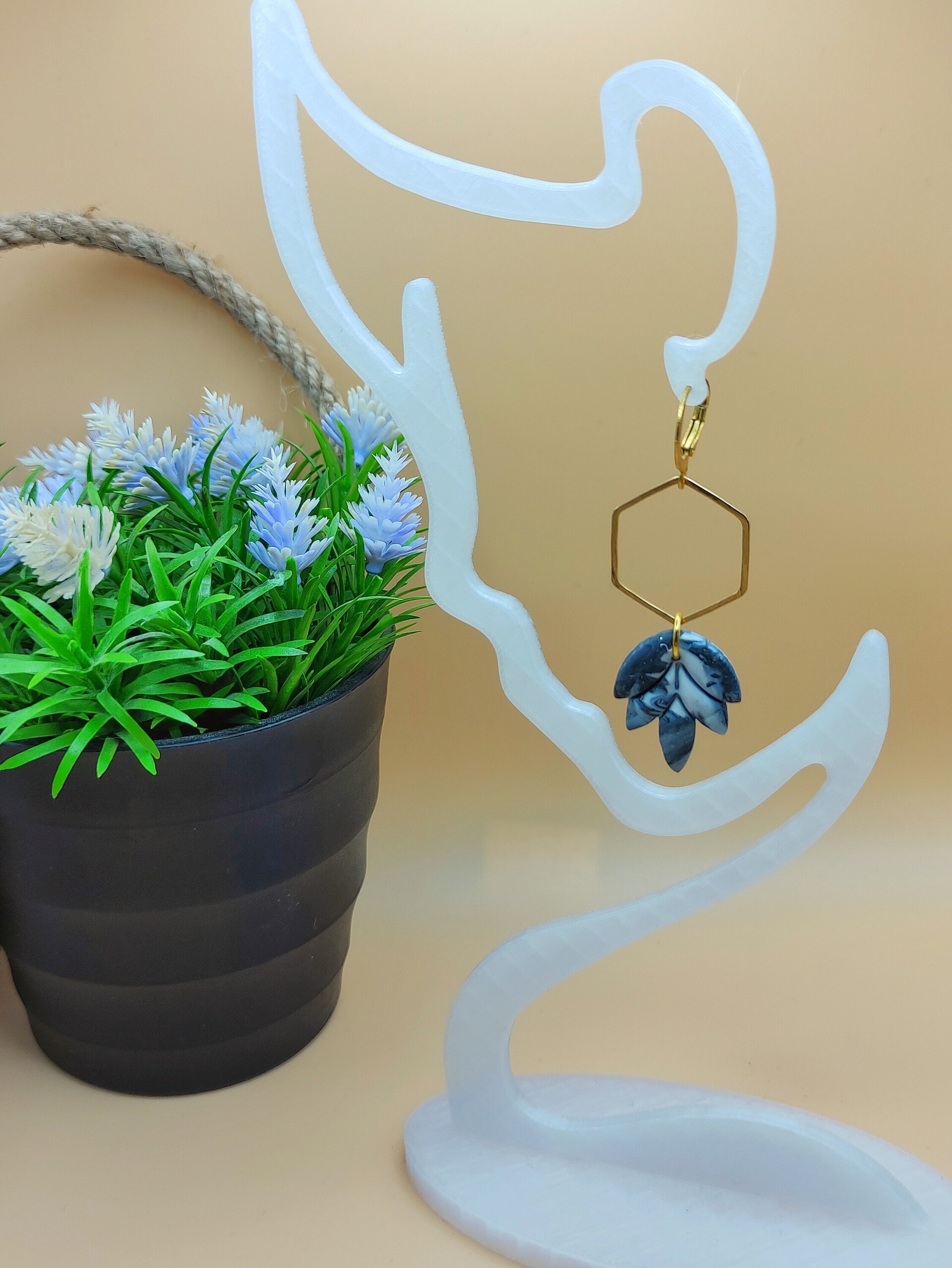 Pendientes Hoja de Mármol Dorado - 3