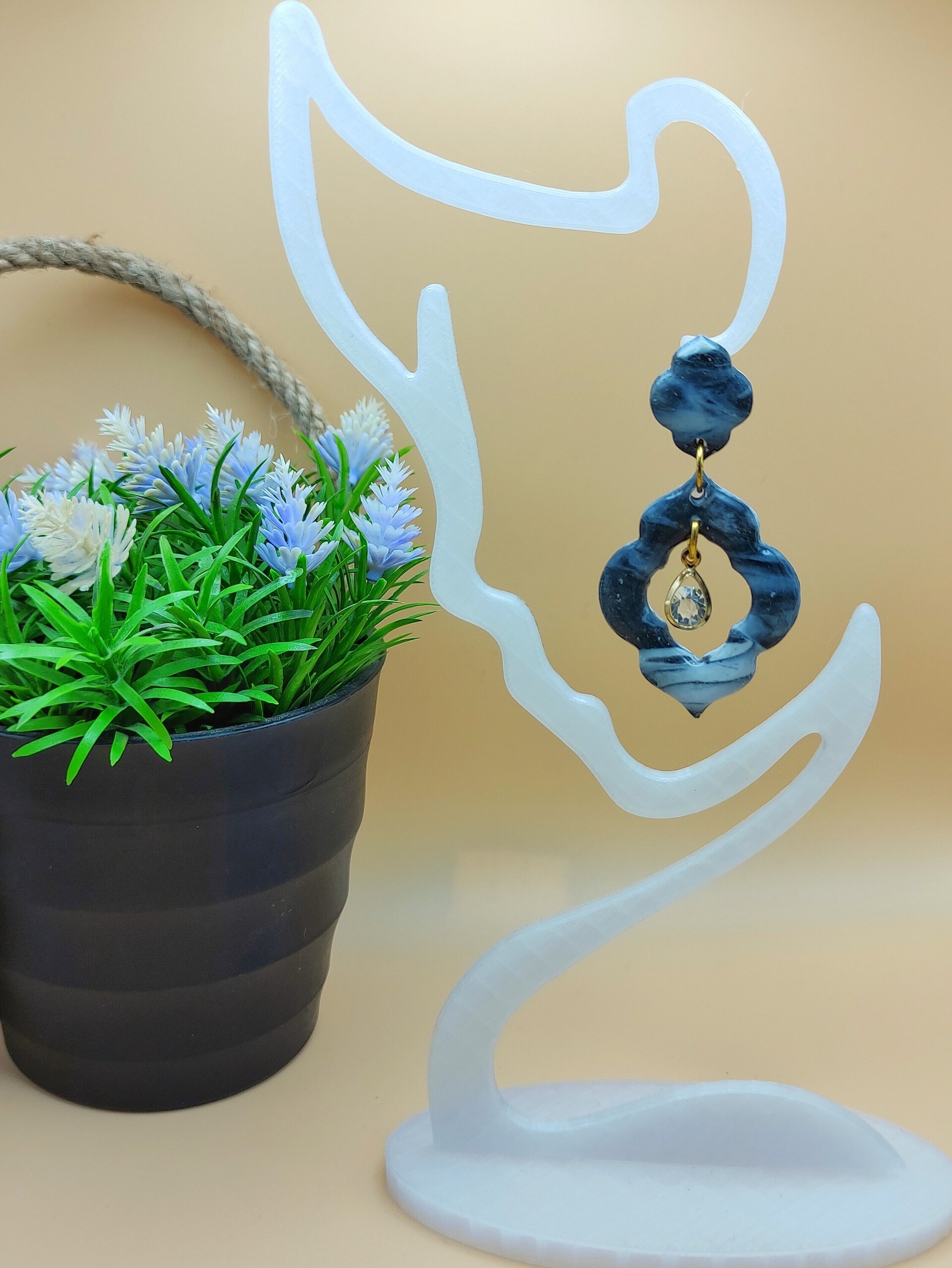 Pendientes Nocturna Mármol Dorado - 2